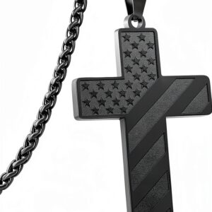 DuoDiner Cross Necklace Stainless Steel Inspirational Verse-0