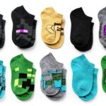 Minecraft Boys No Show Socks 10 Pack Comfortable Fit-0